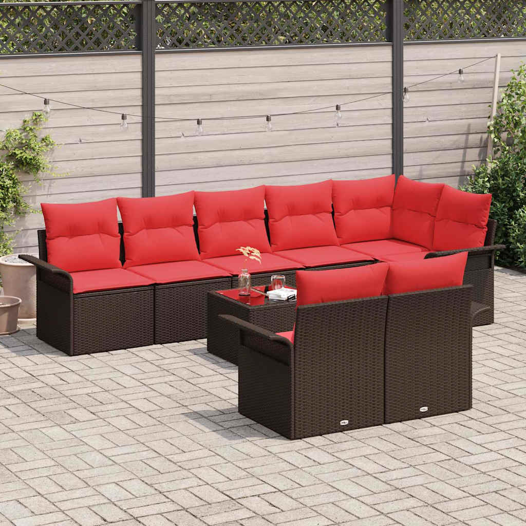 Set Divano da Giardino 9 pcs Marrone polyrattan | homemem39