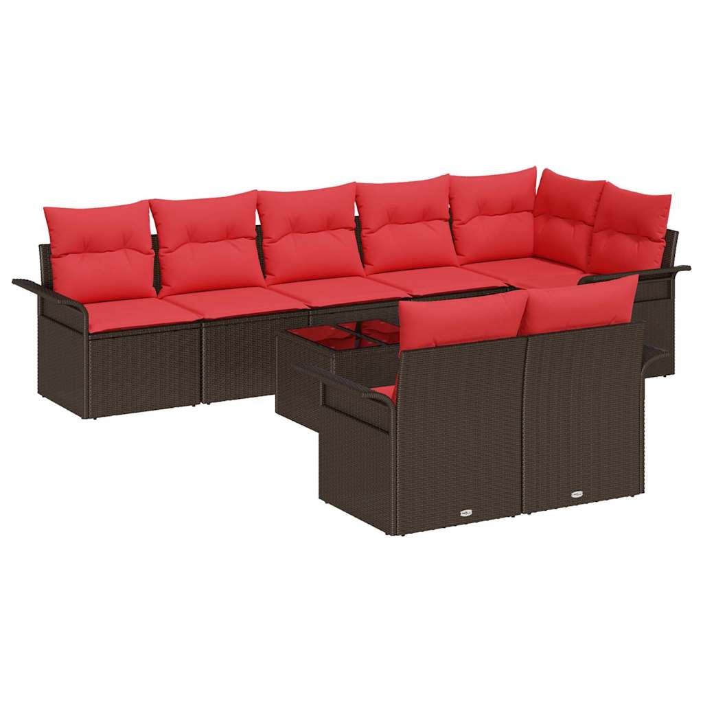 Set Divano da Giardino 9 pcs Marrone polyrattan | homemem39