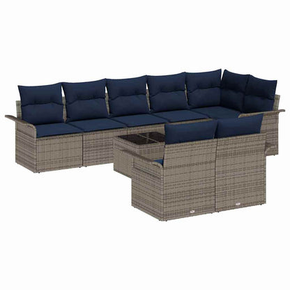 Set Divano da Giardino 9 pcs Grigio polyrattan | homemem39