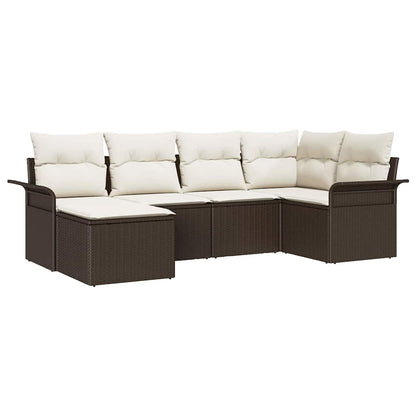 Set Divano da Giardino con cuscino 6 pcs Marrone Poly Rattan | homemem39