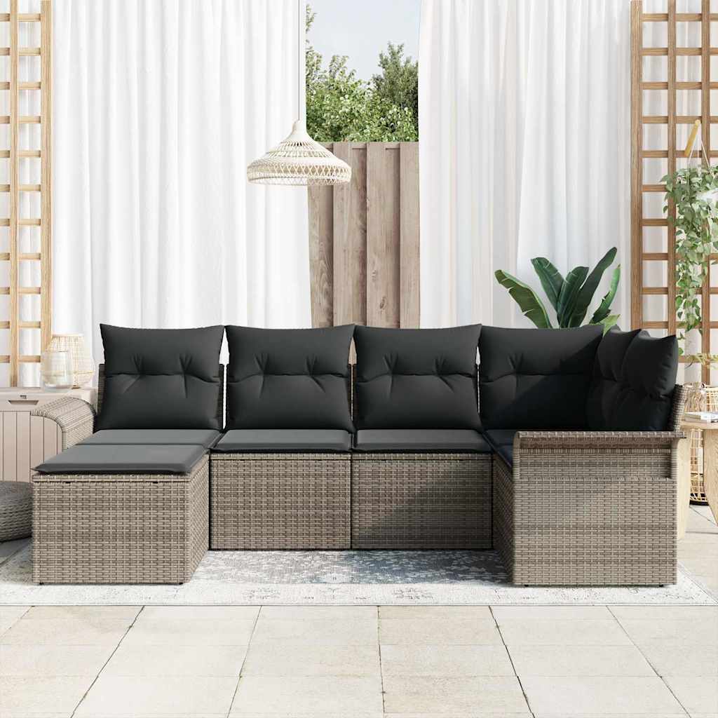 Set Divano da Giardino 6 pcs Grigio polyrattan | homemem39