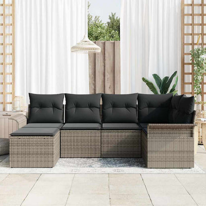 Set Divano da Giardino 6 pcs Grigio polyrattan | homemem39