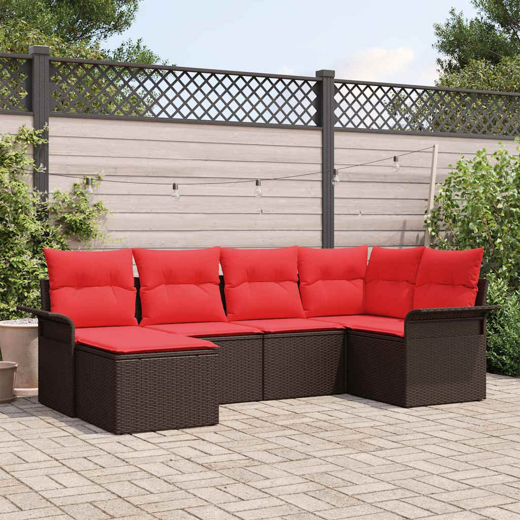 Set Divano da Giardino 6 pcs Marrone polyrattan | homemem39