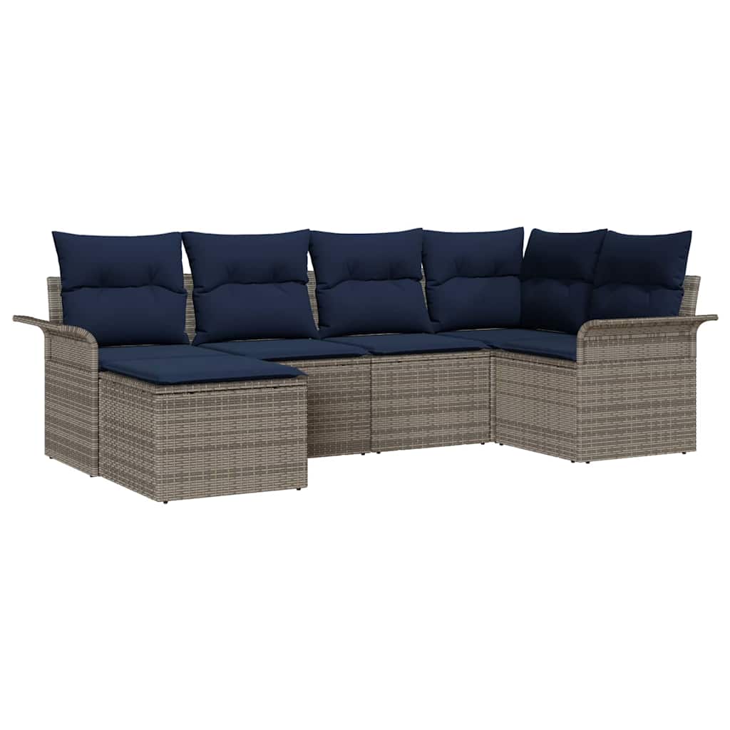 Set Divano da Giardino 6 pcs Grigio polyrattan | homemem39