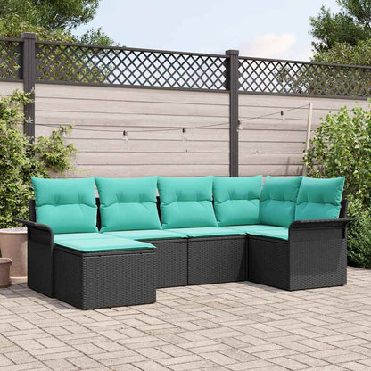 Set Divano da Giardino con archiviazione 6 pcs Nero polyrattan | homemem39