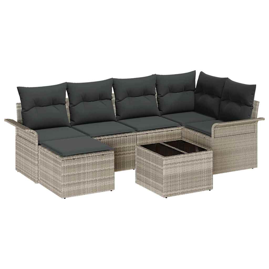 Set Divano da Giardino 7 pcs Grigio chiaro polyrattan | homemem39