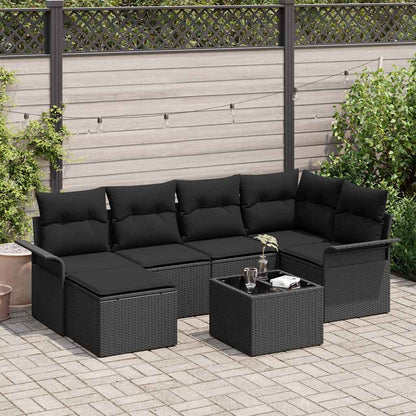 Set Divano da Giardino con archiviazione 7 pcs Nero polyrattan | homemem39