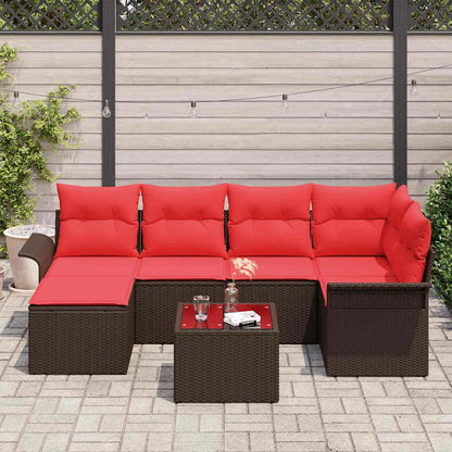 Set Divano da Giardino 7 pcs Marrone polyrattan | homemem39