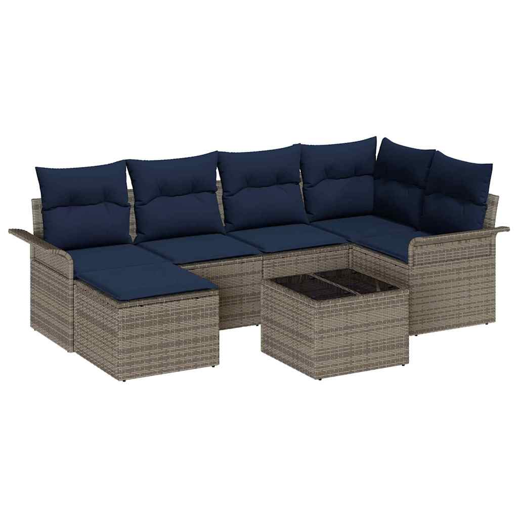 Set Divano da Giardino 7 pcs Grigio polyrattan | homemem39