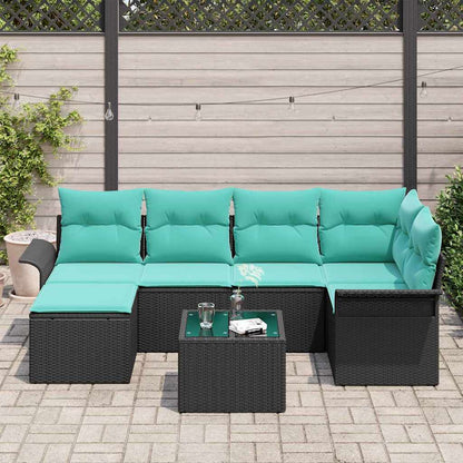 Set Divano da Giardino con archiviazione 7 pcs Nero polyrattan | homemem39