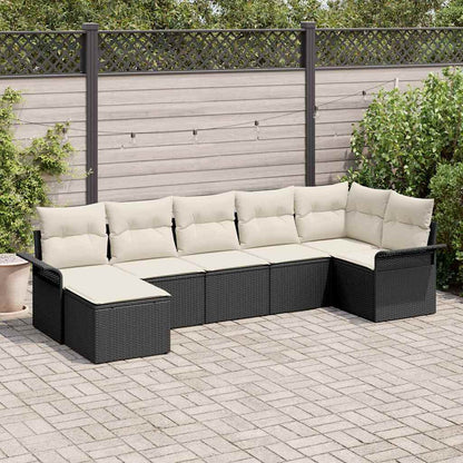 Set Divano da Giardino con archiviazione 7 pcs Nero polyrattan | homemem39