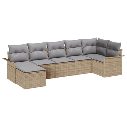 Set Divano da Giardino con archiviazione 7 pcs Beige polyrattan | homemem39