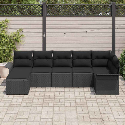 Set Divano da Giardino con archiviazione 7 pcs Nero polyrattan | homemem39