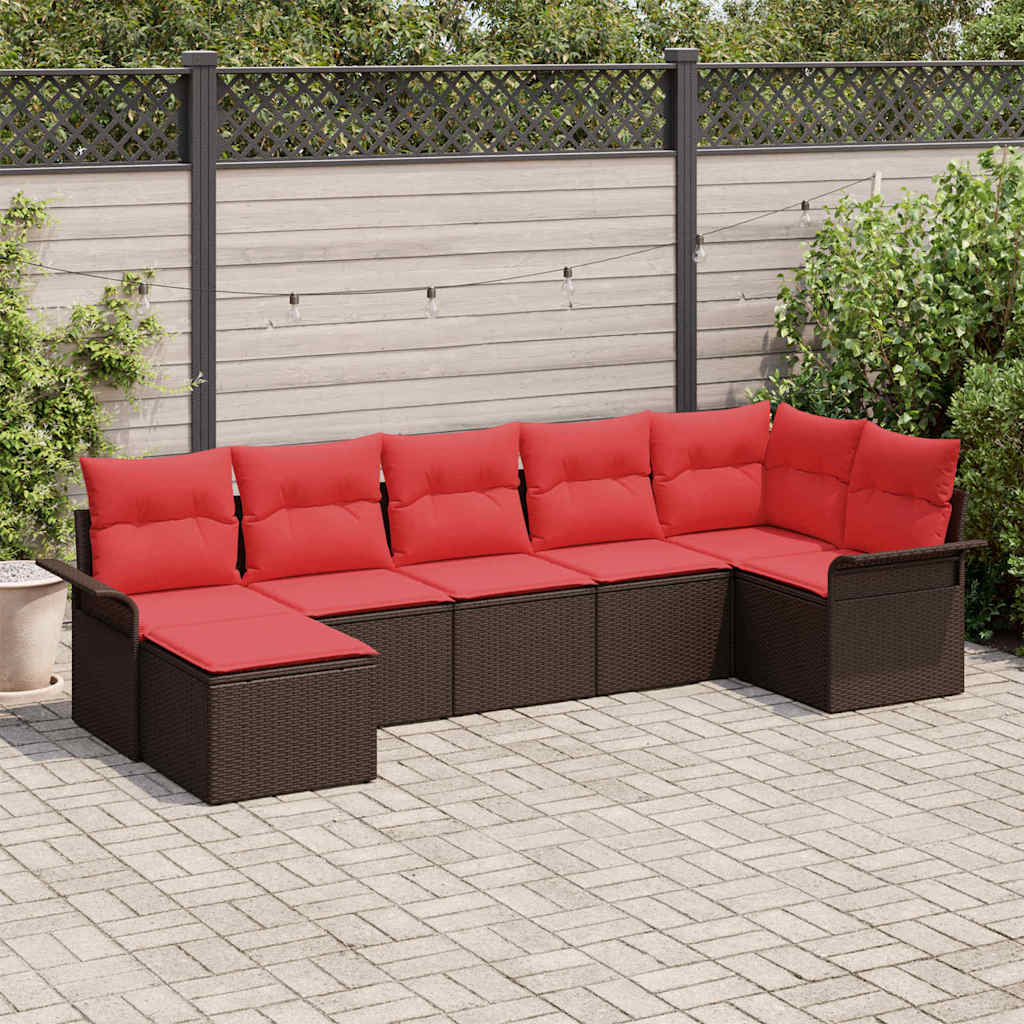 Set Divano da Giardino con archiviazione 7 pcs Beige polyrattan | homemem39