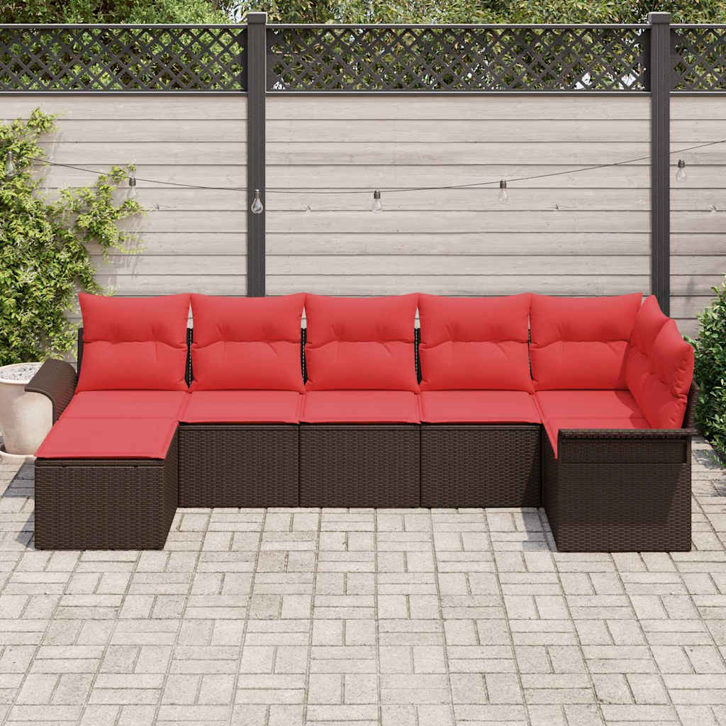 Set Divano da Giardino con archiviazione 7 pcs Beige polyrattan | homemem39
