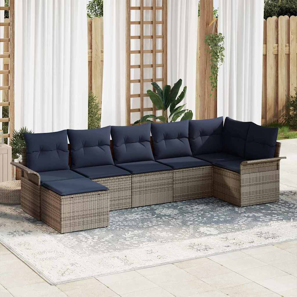 Set Divano da Giardino 7 pcs Grigio chiaro polyrattan | homemem39