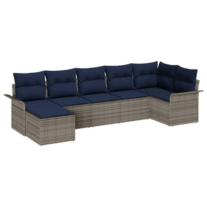 Set Divano da Giardino 7 pcs Grigio chiaro polyrattan | homemem39