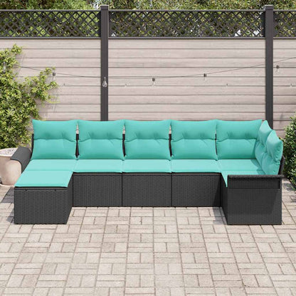Set Divano da Giardino con archiviazione 7 pcs Nero polyrattan | homemem39