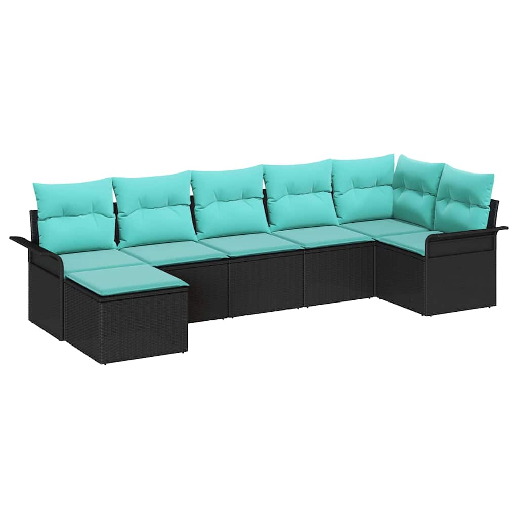 Set Divano da Giardino con archiviazione 7 pcs Nero polyrattan | homemem39