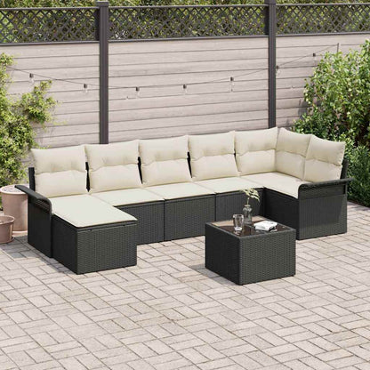 Set Divano da Giardino con archiviazione 8 pcs Nero polyrattan | homemem39