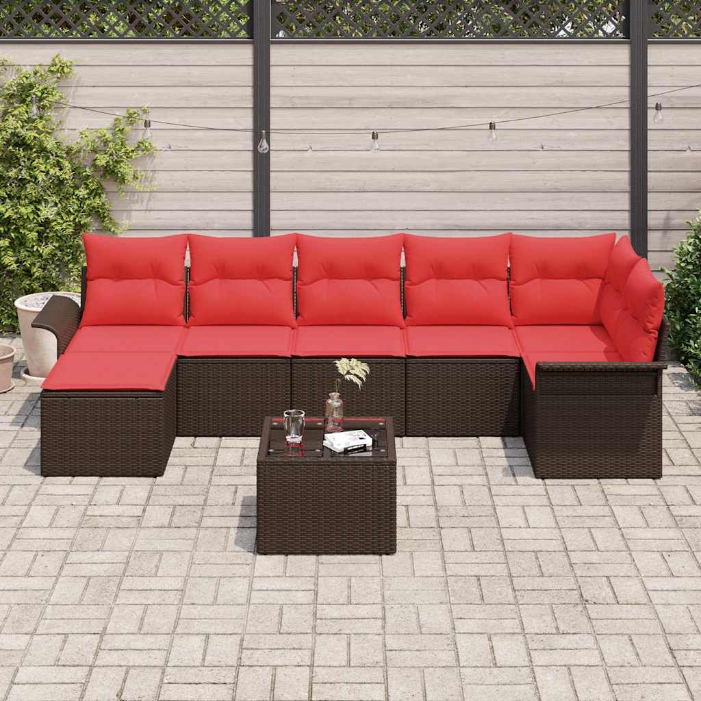 Set Divano da Giardino 8 pcs Marrone polyrattan | homemem39