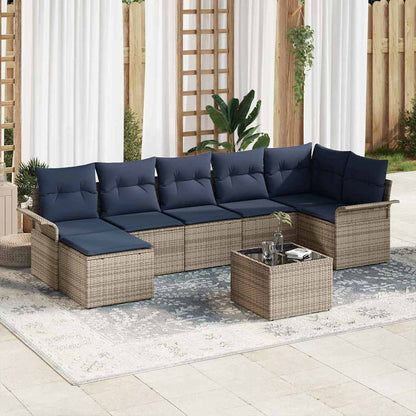 Set Divano da Giardino 8 pcs Grigio polyrattan | homemem39
