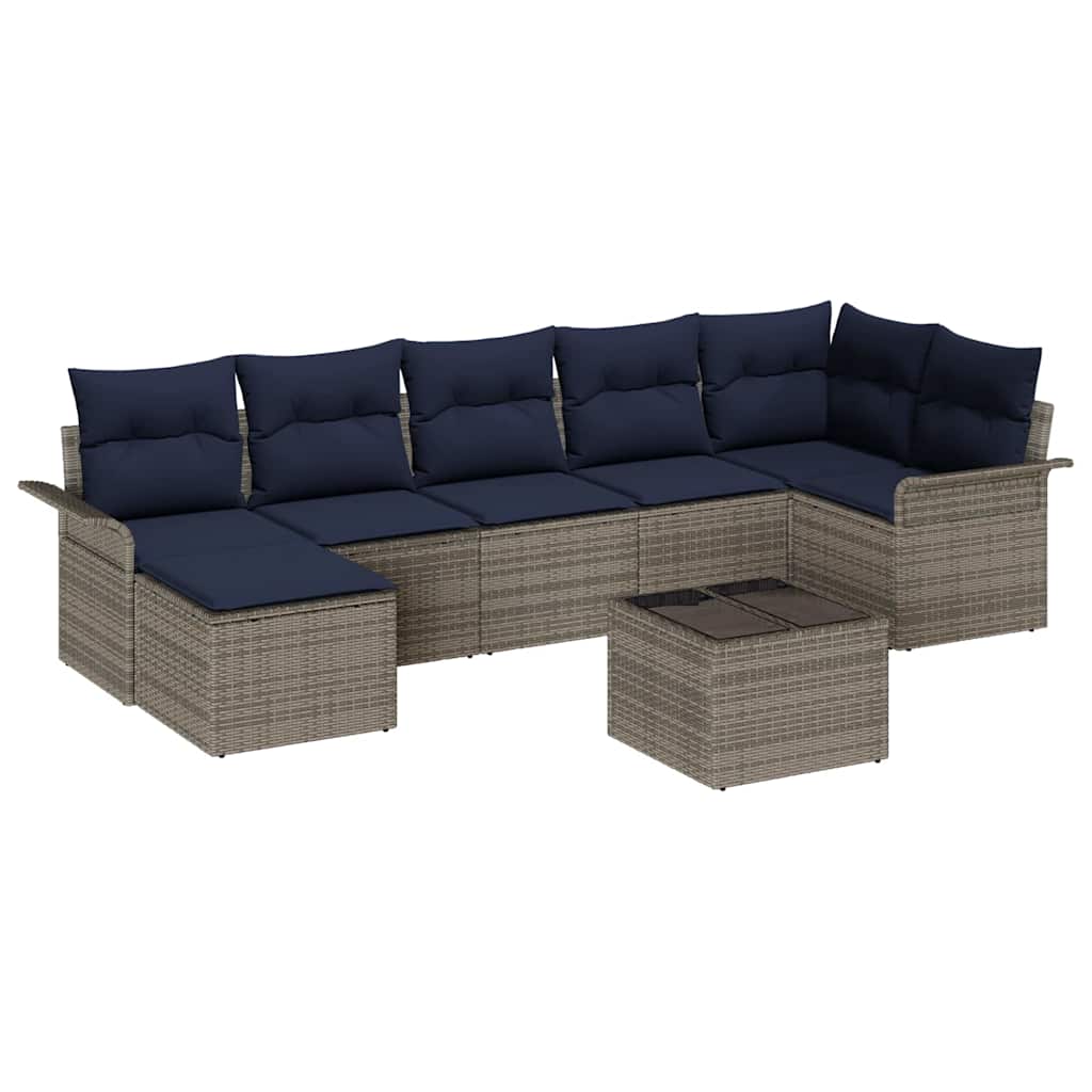 Set Divano da Giardino 8 pcs Grigio polyrattan | homemem39