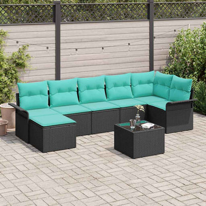 Set Divano da Giardino con archiviazione 8 pcs Nero polyrattan | homemem39