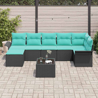Set Divano da Giardino con archiviazione 8 pcs Nero polyrattan | homemem39