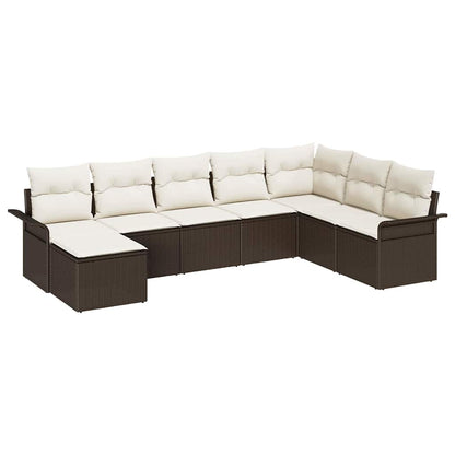 Set Divano da Giardino con cuscino 8 pcs Marrone Poly Rattan | homemem39