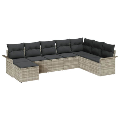 Set Divano da Giardino 8 pcs Grigio chiaro Poly Rattan | homemem39