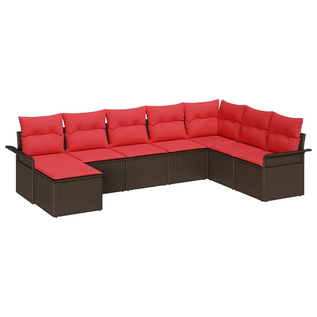 Set Divano da Giardino con cuscino 8 pcs Beige Poly Rattan | homemem39