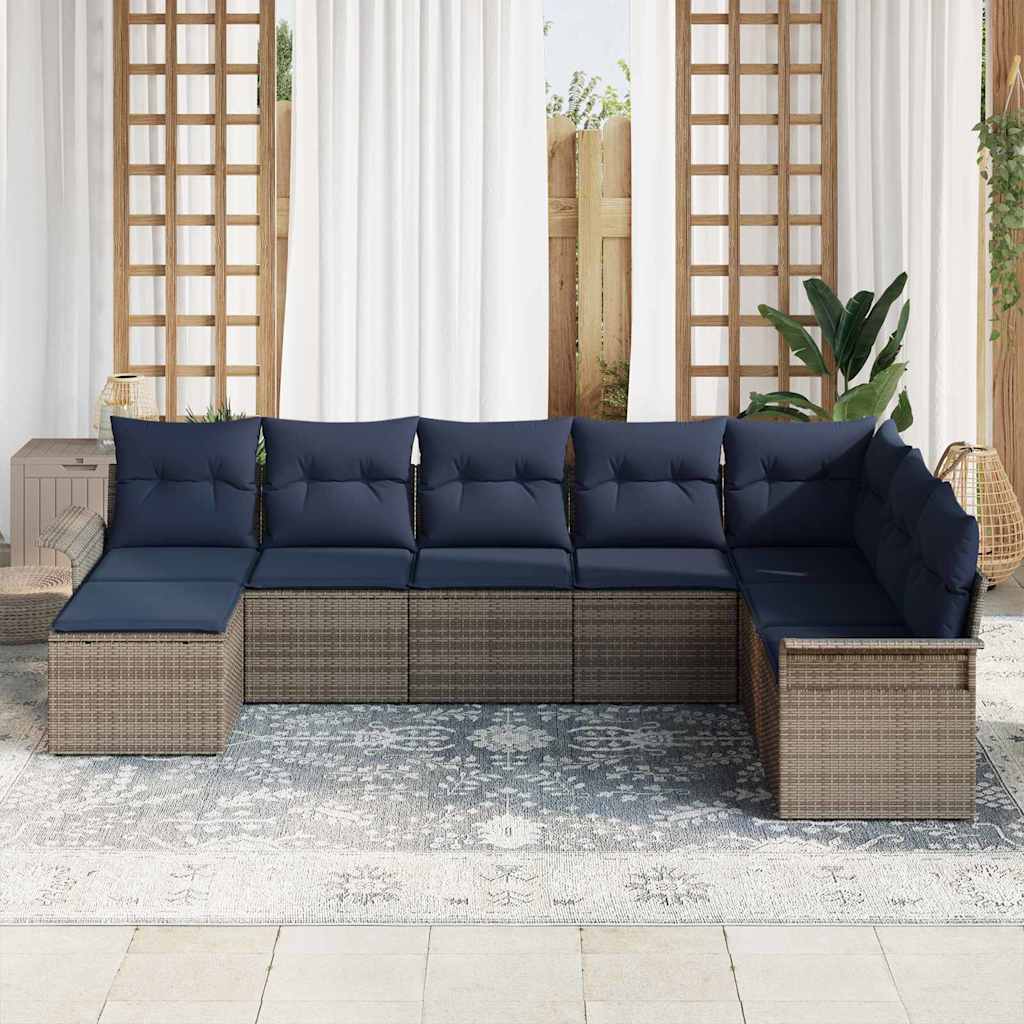 Set Divano da Giardino 8 pcs Grigio chiaro Poly Rattan | homemem39