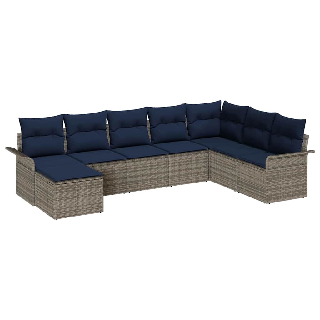 Set Divano da Giardino 8 pcs Grigio chiaro Poly Rattan | homemem39
