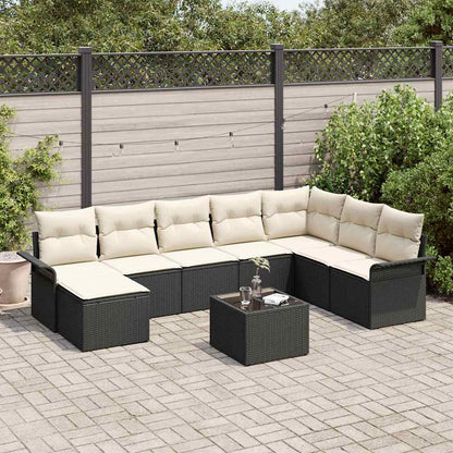 Set Divano da Giardino con cuscino 9 pcs Marrone Poly Rattan | homemem39