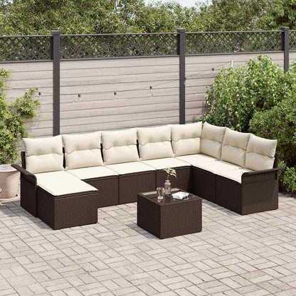 Set Divano da Giardino con cuscino 9 pcs Grigio Poly Rattan | homemem39