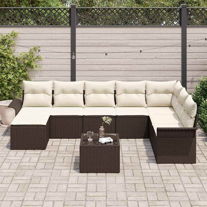 Set Divano da Giardino con cuscino 9 pcs Grigio Poly Rattan | homemem39