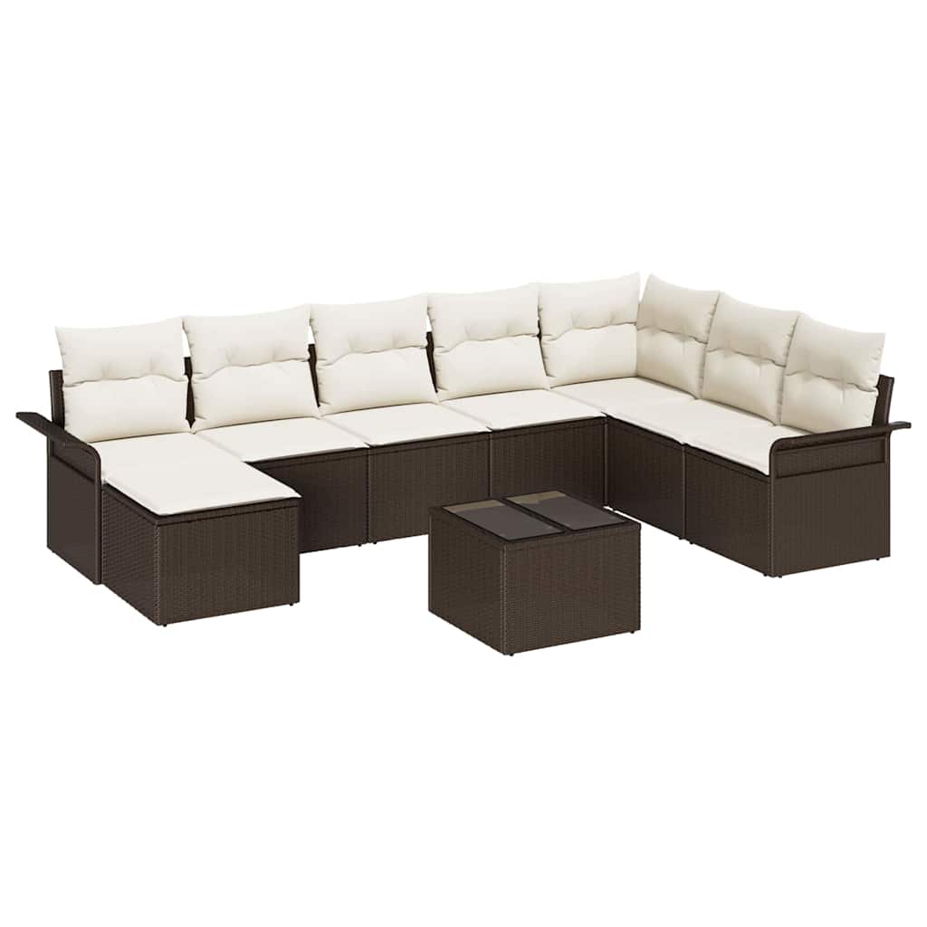 Set Divano da Giardino con cuscino 9 pcs Grigio Poly Rattan | homemem39