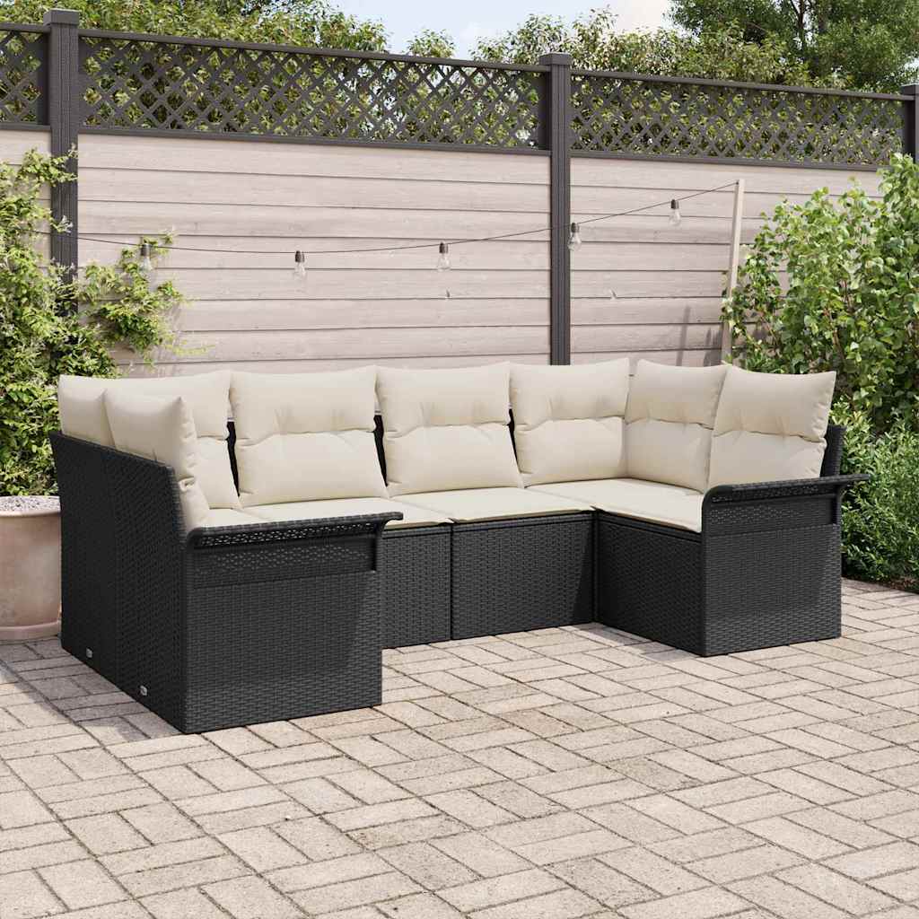Set Divano da Giardino con archiviazione 6 pcs Nero Poly Rattan | homemem39