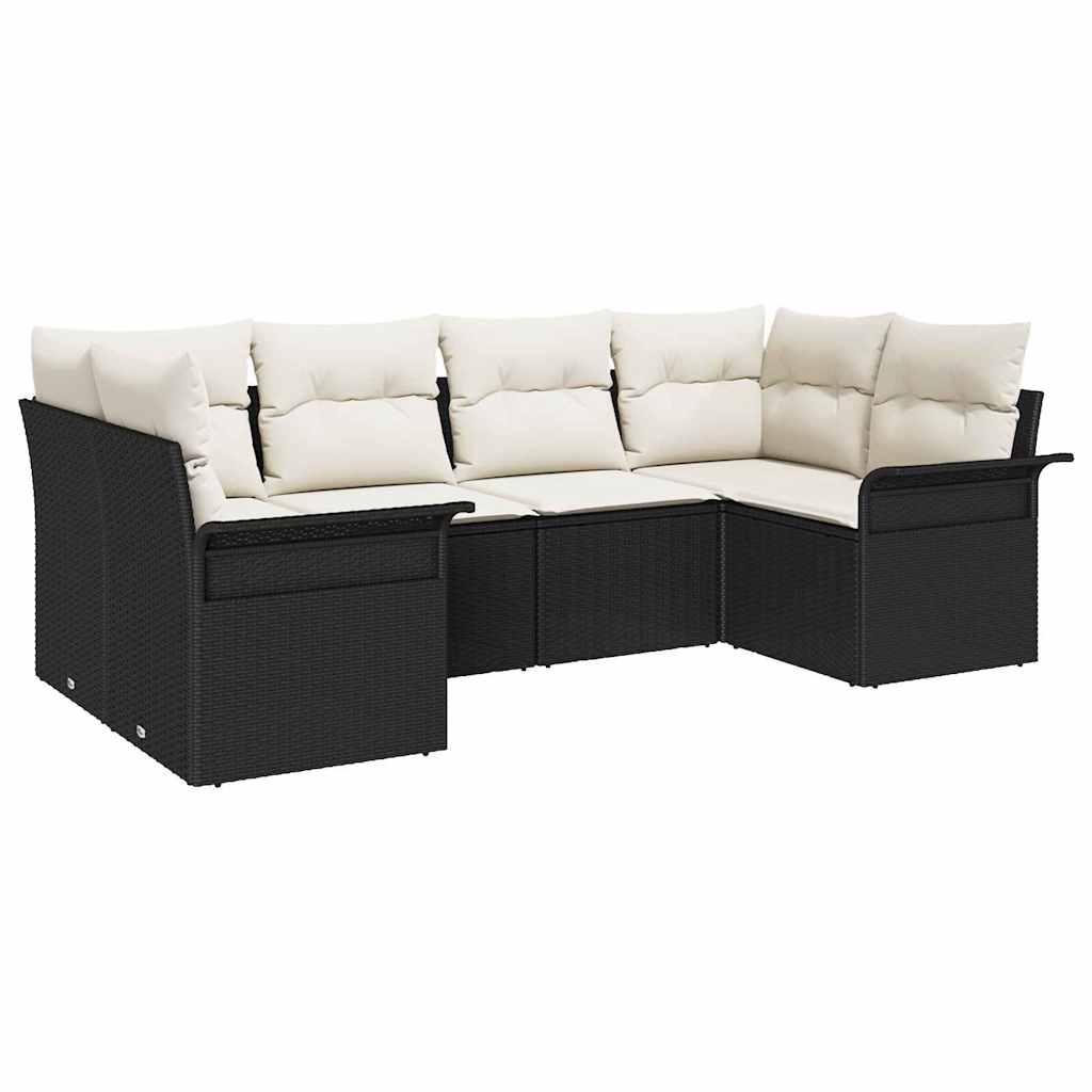 Set Divano da Giardino con archiviazione 6 pcs Nero Poly Rattan | homemem39
