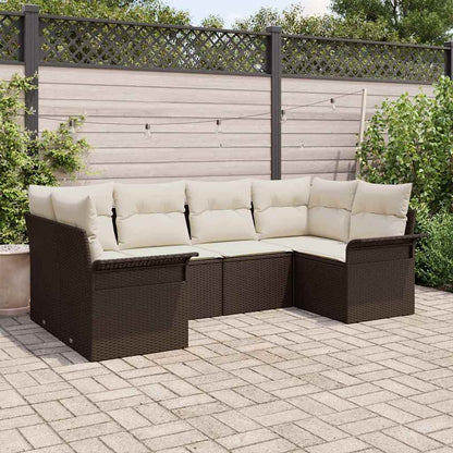 Set Divano da Giardino 6 pcs Marrone Poly Rattan | homemem39