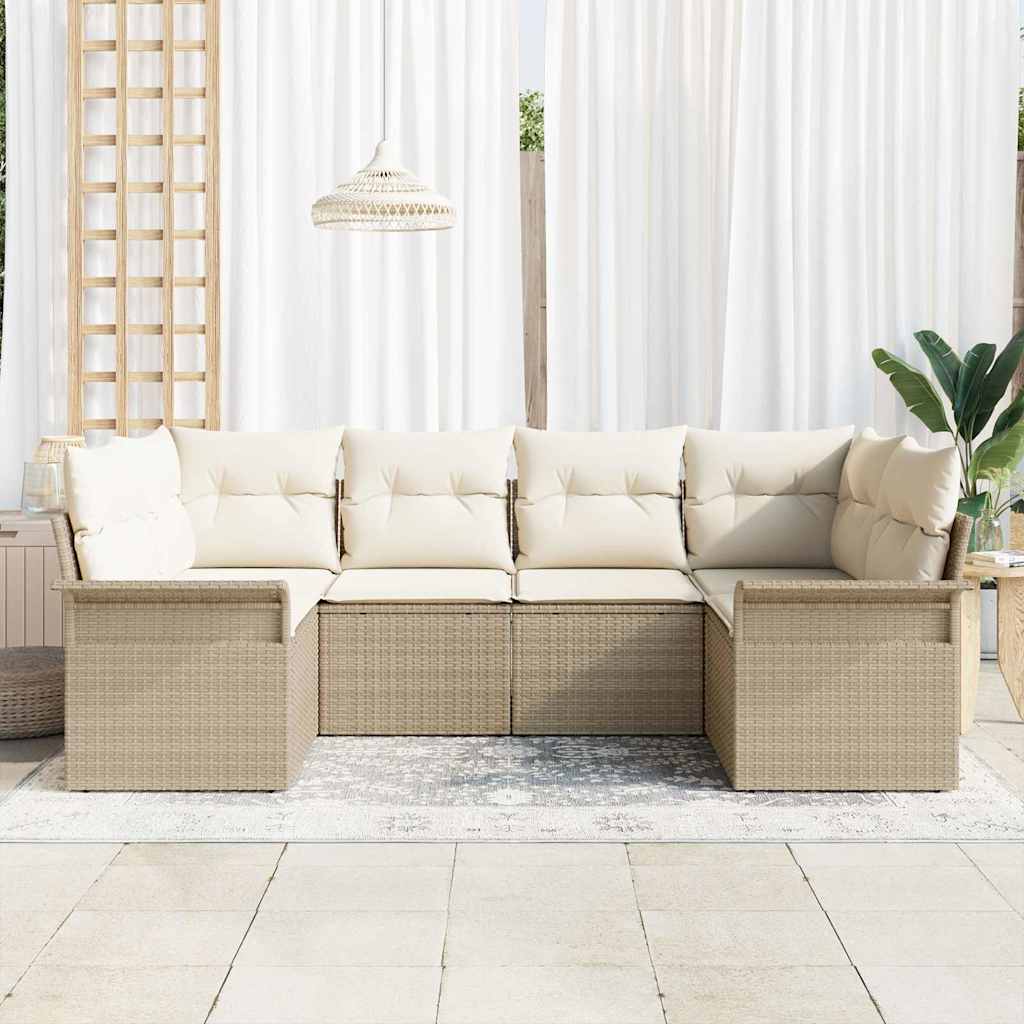 Set Divano da Giardino 6 pcs Beige Poly Rattan | homemem39