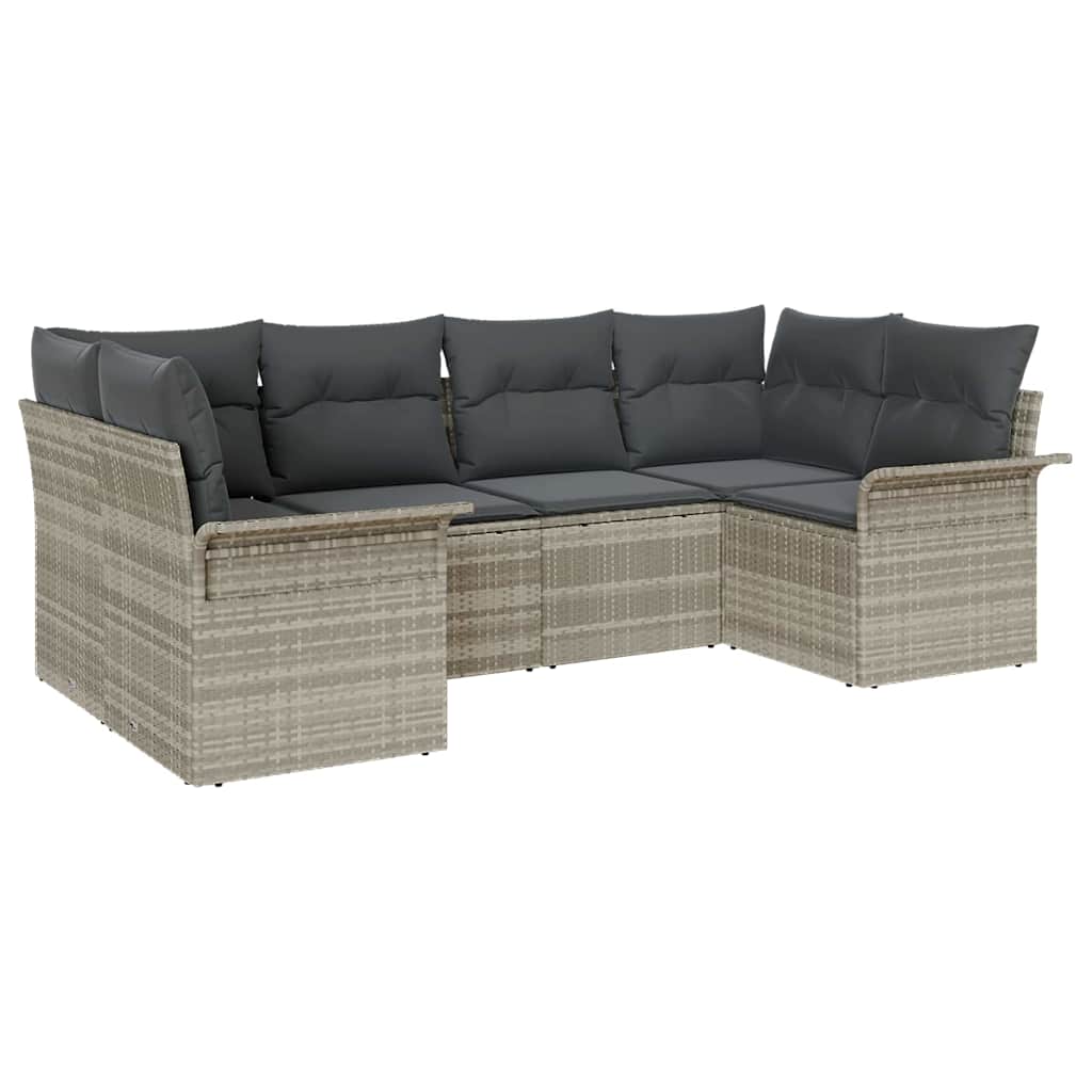 Set Divano da Giardino 6 pcs Grigio chiaro Poly Rattan | homemem39