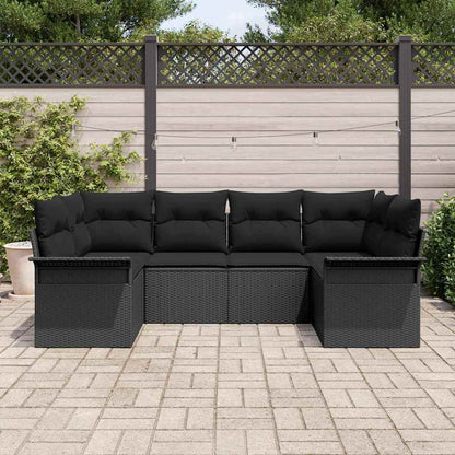 Set Divano da Giardino con archiviazione 6 pcs Nero Poly Rattan