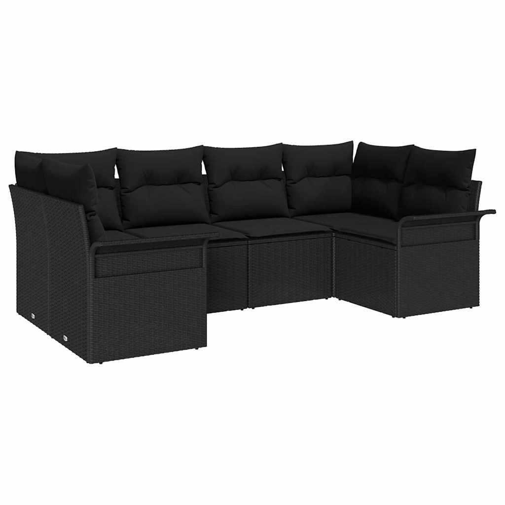 Set Divano da Giardino con archiviazione 6 pcs Nero Poly Rattan