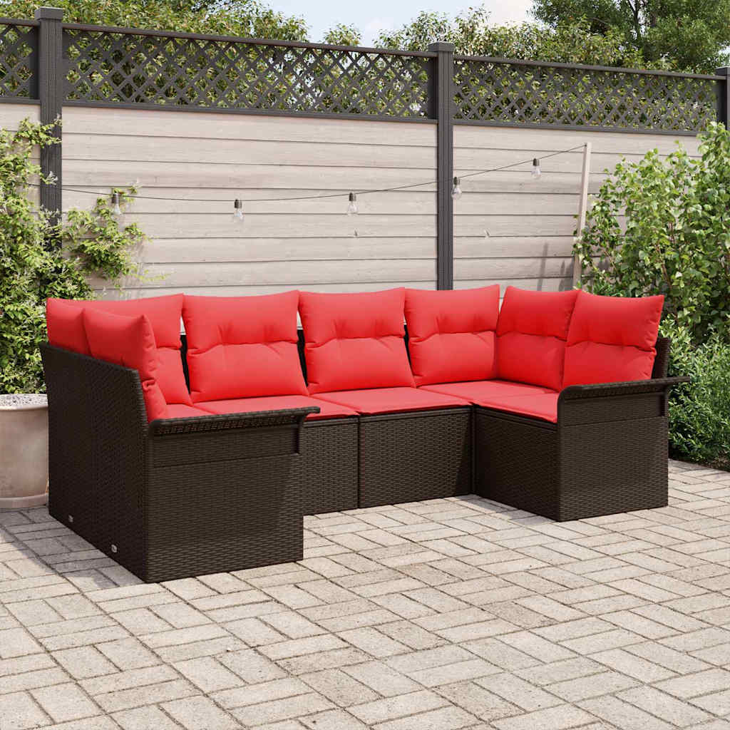 Set Divano da Giardino 6 pcs Marrone Poly Rattan | homemem39