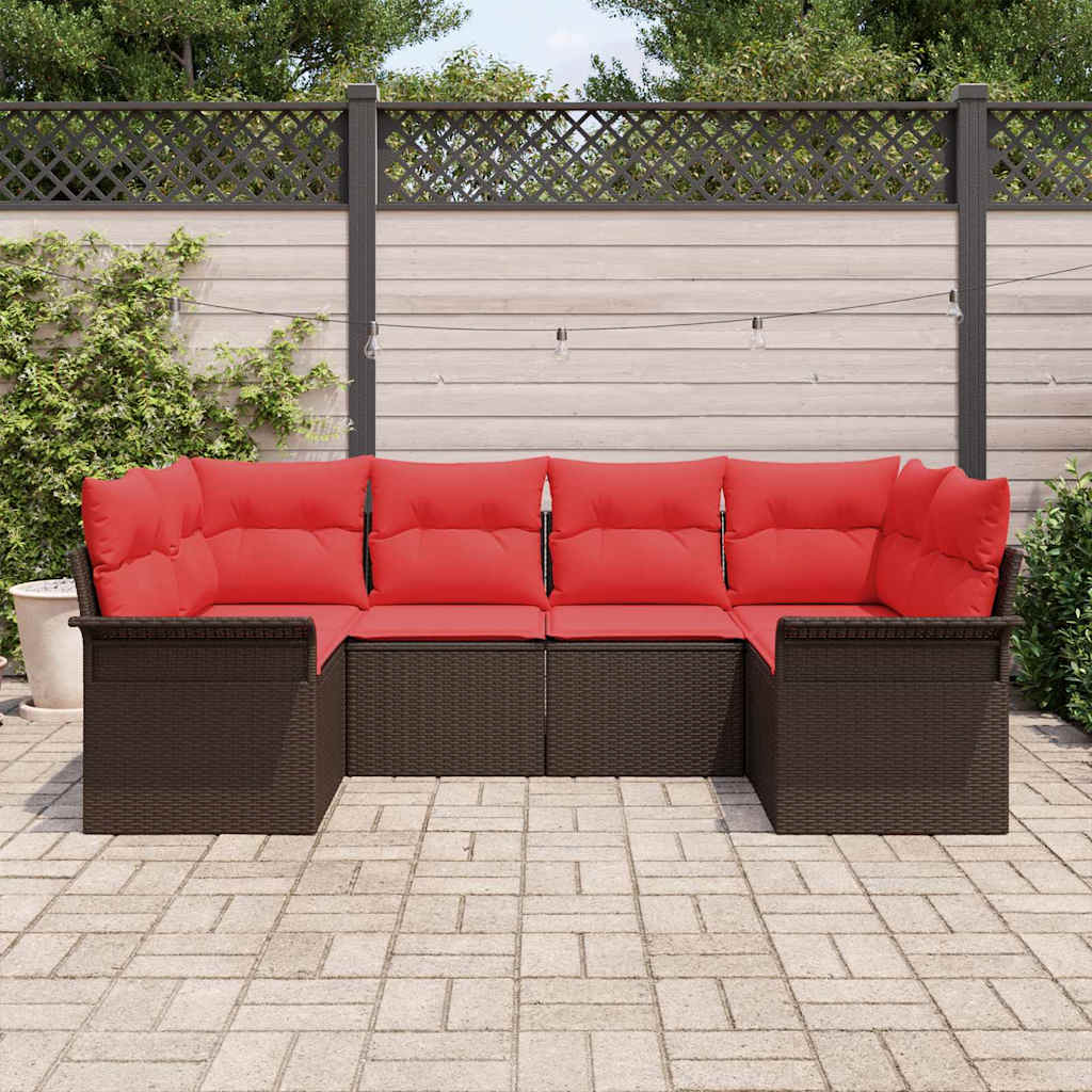 Set Divano da Giardino 6 pcs Marrone Poly Rattan | homemem39