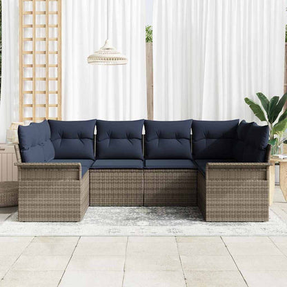 Set Divano da Giardino 6 pcs Grigio Poly Rattan | homemem39