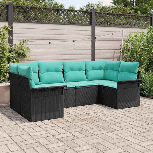 Set Divano da Giardino con archiviazione 6 pcs Nero Poly Rattan