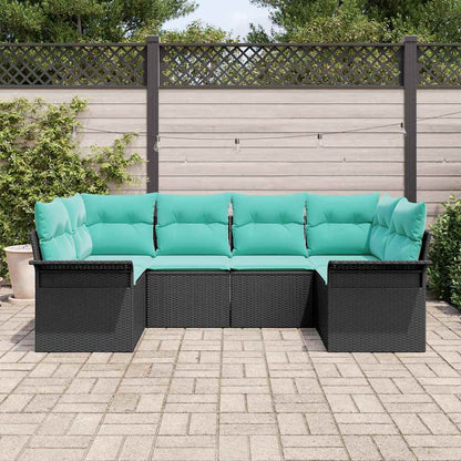 Set Divano da Giardino con archiviazione 6 pcs Nero Poly Rattan | homemem39